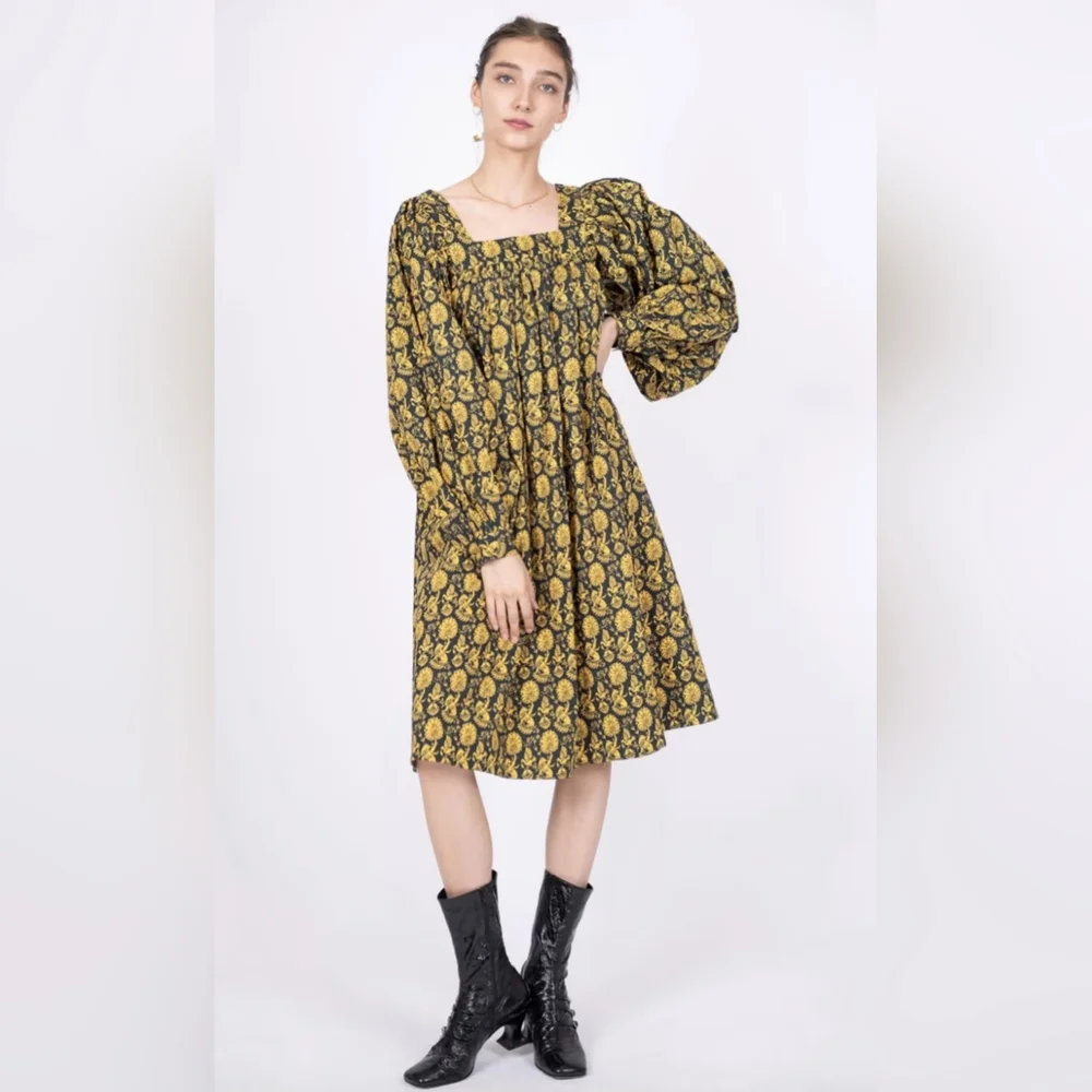 Batsheva X Laura Ashley Beaumaris Dress In Camelot Size 10 - Picture 8 of 8